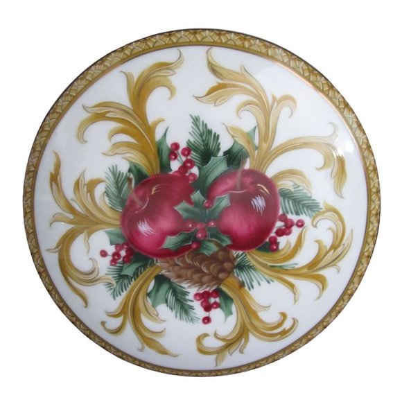 Mikasa Holiday Orchard Round Covered Porcelain Box Retired Japan EUC - Picture 2 of 12